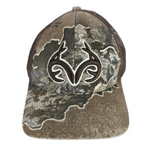 REALTREE Snapback Outdoor Cap Trucker Hat Classic Cap Brown Camo Mesh Antlers